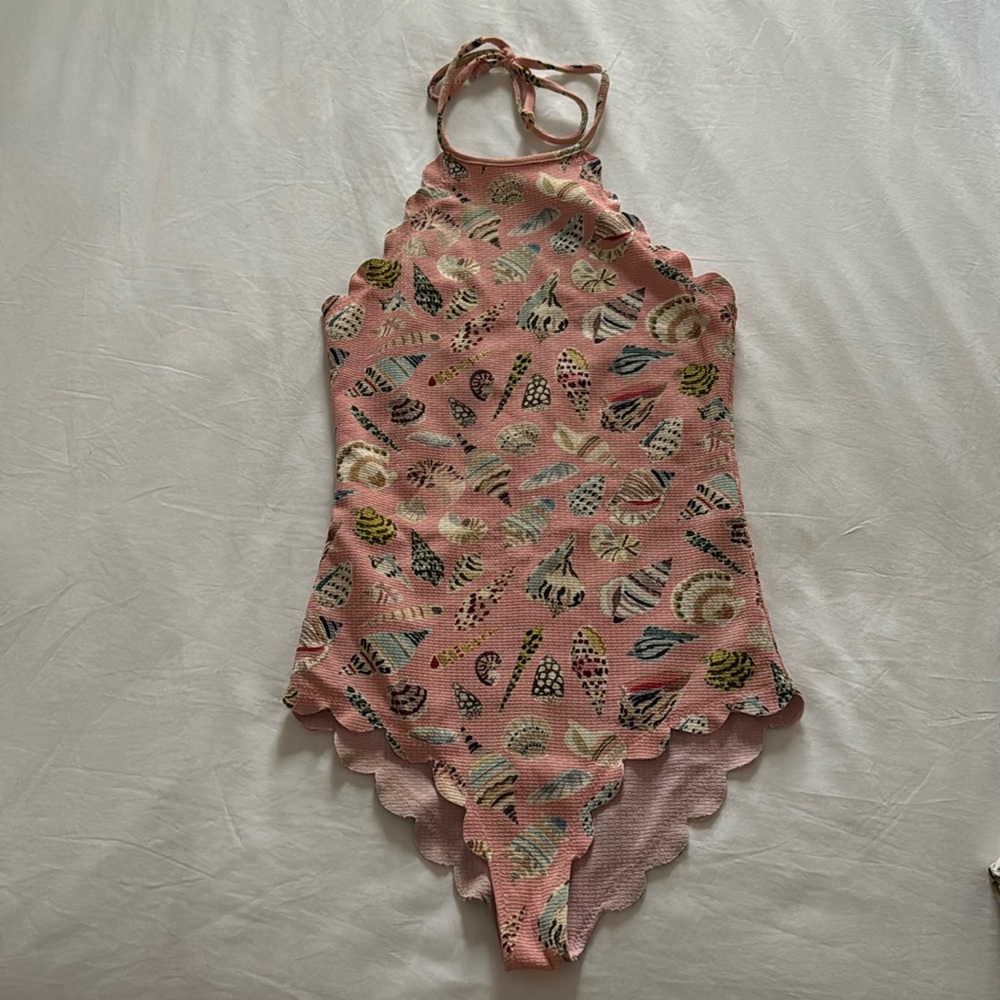 Marysia Bumby halter top maillot in soft pink shell print